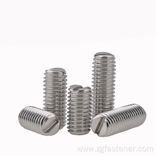 Stainless steel Slotted set screws with flat point